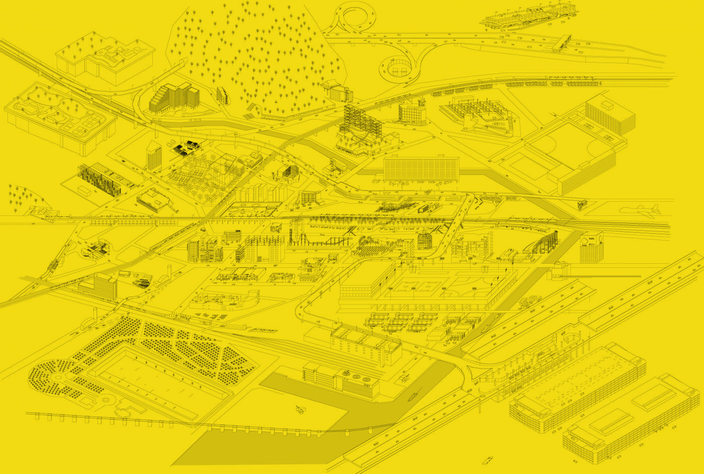 Vue axonométrique du projet UVW